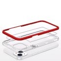 Coque transparente 3en1 pour iPhone 13 mini gel cover avec cadre rouge