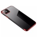 Clear Color Case Gel TPU Cadre de galvanoplastie Couverture pour iPhone 13 mini rouge