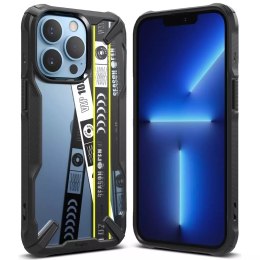 Coque PC Ringke Fusion X Design durable avec pare-chocs en TPU pour iPhone 13 Pro noir (bande de billets) (FXD550E43)