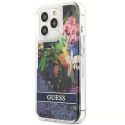 Guess GUHCP13XLFLSB iPhone 13 Pro Max 6,7 "étui rigide bleu / bleu Flower Liquid Glitter