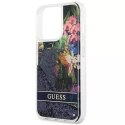 Guess GUHCP13XLFLSB iPhone 13 Pro Max 6,7 "étui rigide bleu / bleu Flower Liquid Glitter