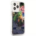 Guess GUHCP13XLFLSB iPhone 13 Pro Max 6,7 "étui rigide bleu / bleu Flower Liquid Glitter