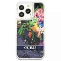 Guess GUHCP13XLFLSB iPhone 13 Pro Max 6,7 "étui rigide bleu / bleu Flower Liquid Glitter