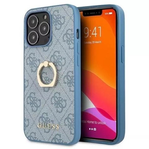 Guess GUHCP13L4GMRBL iPhone 13 Pro / 13 6,1 "étui rigide bleu / bleu 4G avec support à anneau