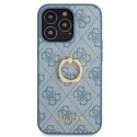 Guess GUHCP13L4GMRBL iPhone 13 Pro / 13 6,1 "étui rigide bleu / bleu 4G avec support à anneau