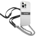 Guess GUHCP13LKC4GBSI iPhone 13 Pro / 13 6.1" Etui rigide transparent 4G Bracelet Gris Chaîne Argent