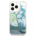 Guess GUHCP13LLFLSN iPhone 13 Pro / 13 6.1" étui rigide vert / vert Flower Liquid Glitter