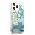 Guess GUHCP13LLFLSN iPhone 13 Pro / 13 6.1" étui rigide vert / vert Flower Liquid Glitter