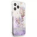 Guess GUHCP13LLFLSU iPhone 13 Pro / 13 6.1" étui rigide violet / violet Flower Liquid Glitter