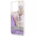 Guess GUHCP13LLFLSU iPhone 13 Pro / 13 6.1" étui rigide violet / violet Flower Liquid Glitter