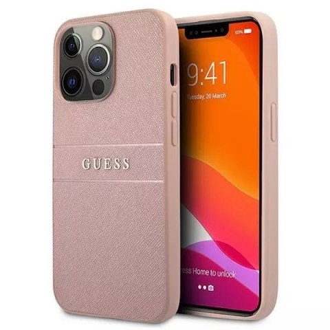 Guess GUHCP13LPSASBPI iPhone 13 Pro / 13 6,1" różowy/pink hardcase Saffiano Stripe