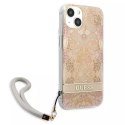 Guess GUHCP13SHFLSD iPhone 13 mini 5,4 "étui rigide or / or Flower Strap