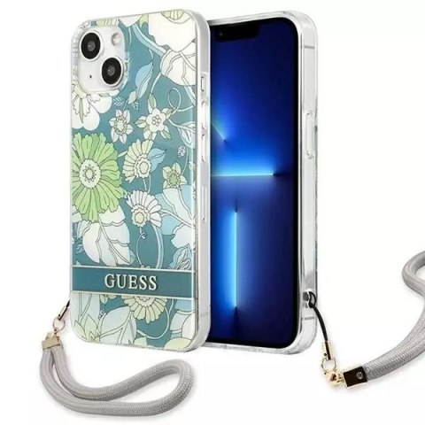 Guess GUHCP13SHFLSN iPhone 13 mini 5,4 "étui vert / vert Flower Strap