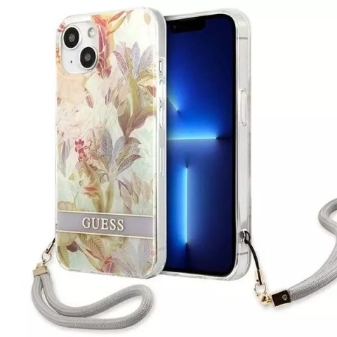 Guess GUHCP13SHFLSU iPhone 13 mini 5,4 "violet / violet étui rigide Flower Strap