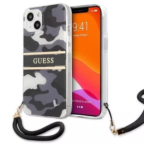 Guess GUHCP13SKCABBK iPhone 13 mini 5,4" étui rigide noir / noir Camo Strap Collection