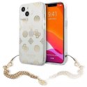 Guess GUHCP13SKSPEGO iPhone 13 mini 5,4 "or / or étui rigide Peony Chain Collection