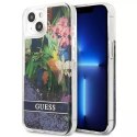 Guess GUHCP13SLFLSB iPhone 13 mini 5,4 "étui rigide bleu / bleu Flower Liquid Glitter