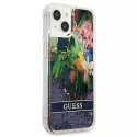 Guess GUHCP13SLFLSB iPhone 13 mini 5,4 "étui rigide bleu / bleu Flower Liquid Glitter