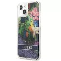 Guess GUHCP13SLFLSB iPhone 13 mini 5,4 "étui rigide bleu / bleu Flower Liquid Glitter