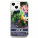 Guess GUHCP13SLFLSB iPhone 13 mini 5,4 "étui rigide bleu / bleu Flower Liquid Glitter