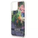 Guess GUHCP13SLFLSB iPhone 13 mini 5,4 "étui rigide bleu / bleu Flower Liquid Glitter