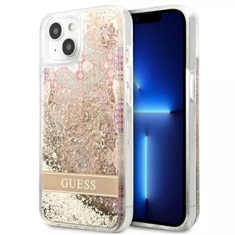 Guess GUHCP13SLFLSD iPhone 13 mini 5,4" étui rigide or / or Paisley Liquid Glitter