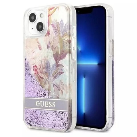 Guess GUHCP13SLFLSU iPhone 13 mini 5,4 "étui rigide violet / violet Flower Liquid Glitter