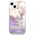 Guess GUHCP13SLFLSU iPhone 13 mini 5,4 "étui rigide violet / violet Flower Liquid Glitter