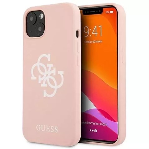 Guess GUHCP13SLS4GWPI iPhone 13 mini 5,4 "étui rigide rose / rose Silicone 4G Logo