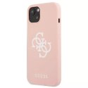 Guess GUHCP13SLS4GWPI iPhone 13 mini 5,4 "étui rigide rose / rose Silicone 4G Logo