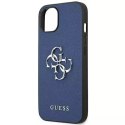 Guess GUHCP13SSA4GSBL iPhone 13 mini 5,4" coque rigide bleu/bleu Saffiano 4G Logo Métal