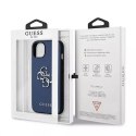 Guess GUHCP13SSA4GSBL iPhone 13 mini 5,4" coque rigide bleu/bleu Saffiano 4G Logo Métal