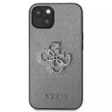 Guess GUHCP13SSA4GSGR iPhone 13 mini 5,4" étui rigide gris/gris Saffiano 4G Logo Métal