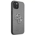 Guess GUHCP13SSA4GSGR iPhone 13 mini 5,4" étui rigide gris/gris Saffiano 4G Logo Métal