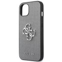 Guess GUHCP13SSA4GSGR iPhone 13 mini 5,4" étui rigide gris/gris Saffiano 4G Logo Métal