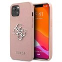 Guess GUHCP13SSA4GSPI iPhone 13 mini 5,4" coque rigide rose / rose Saffiano 4G Logo Métal