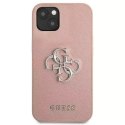 Guess GUHCP13SSA4GSPI iPhone 13 mini 5,4" coque rigide rose / rose Saffiano 4G Logo Métal