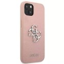 Guess GUHCP13SSA4GSPI iPhone 13 mini 5,4" coque rigide rose / rose Saffiano 4G Logo Métal