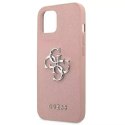 Guess GUHCP13SSA4GSPI iPhone 13 mini 5,4" coque rigide rose / rose Saffiano 4G Logo Métal