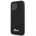 Guess GUHMP13XLSLMGBK iPhone 13 Pro Max 6.7 "étui rigide noir / noir Silicone Script Gold Logo