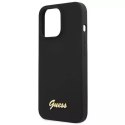 Guess GUHMP13XLSLMGBK iPhone 13 Pro Max 6.7 "étui rigide noir / noir Silicone Script Gold Logo