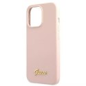 Guess GUHMP13XLSLMGLP iPhone 13 Pro Max 6,7 "rose clair / rose clair étui rigide Silicone Script Gold Logo Magsafe