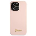 Guess GUHMP13LLSLMGLP iPhone 13 Pro / 13 6.1" étui rigide rose clair / rose clair Silicone Script Gold Logo Magsafe