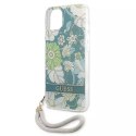 Guess GUHCP13MHFLSN iPhone 13 6.1" étui rigide vert / vert Flower Strap