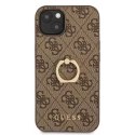 Guess GUHCP13S4GMRBR iPhone 13 mini 5,4 "hardcase marron / marron 4G avec support à anneau