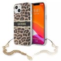 Guess GUHCP13SKBSLEO iPhone 13 mini 5,4" étui rigide léopard chaîne dorée