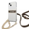 Guess GUHCP13SKC4GBGO iPhone 13 mini 5,4" Etui rigide transparent 4G Bracelet Marron Chaîne Or