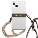 Guess GUHCP13SKC4GBGO iPhone 13 mini 5,4" Etui rigide transparent 4G Bracelet Marron Chaîne Or