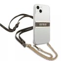 Guess GUHCP13SKC4GBGO iPhone 13 mini 5,4" Etui rigide transparent 4G Bracelet Marron Chaîne Or