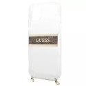 Guess GUHCP13SKC4GBGO iPhone 13 mini 5,4" Etui rigide transparent 4G Bracelet Marron Chaîne Or